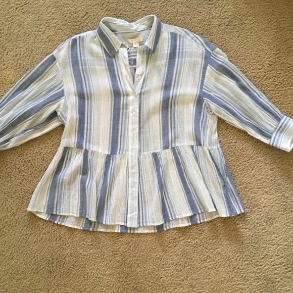 Finn & Grace Striped 3/4 Sleeve Top M NEW - Picture 1 of 7